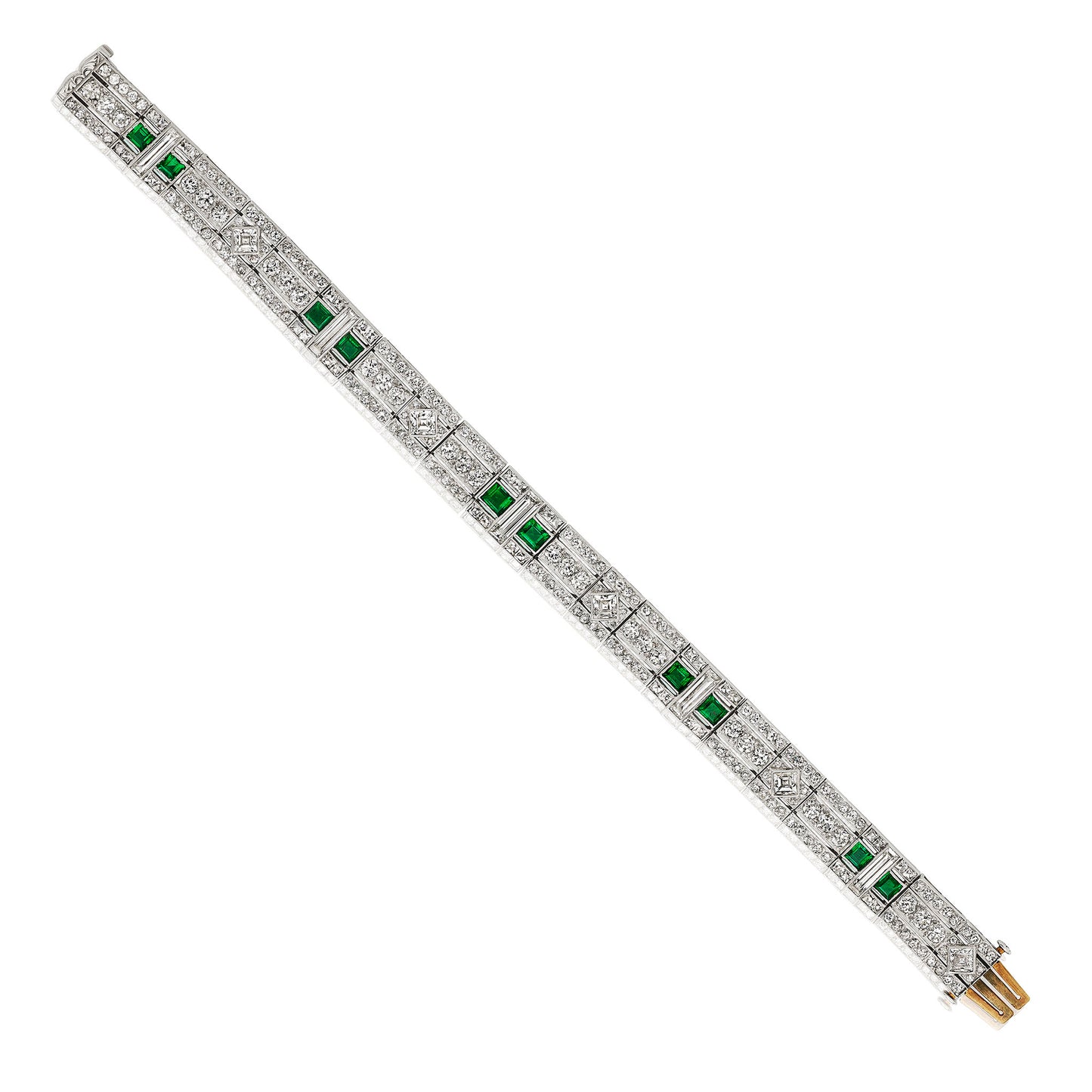 Macklowe Gallery Tiffany & Co. Art Deco Emerald and Diamond Bracelet