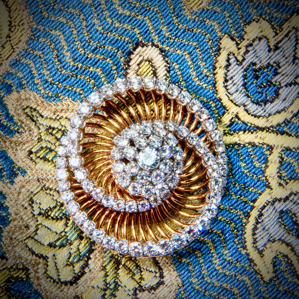 
                      
                        Macklowe Gallery Bulgari Gold and Diamond Spiral Brooch
                      
                    