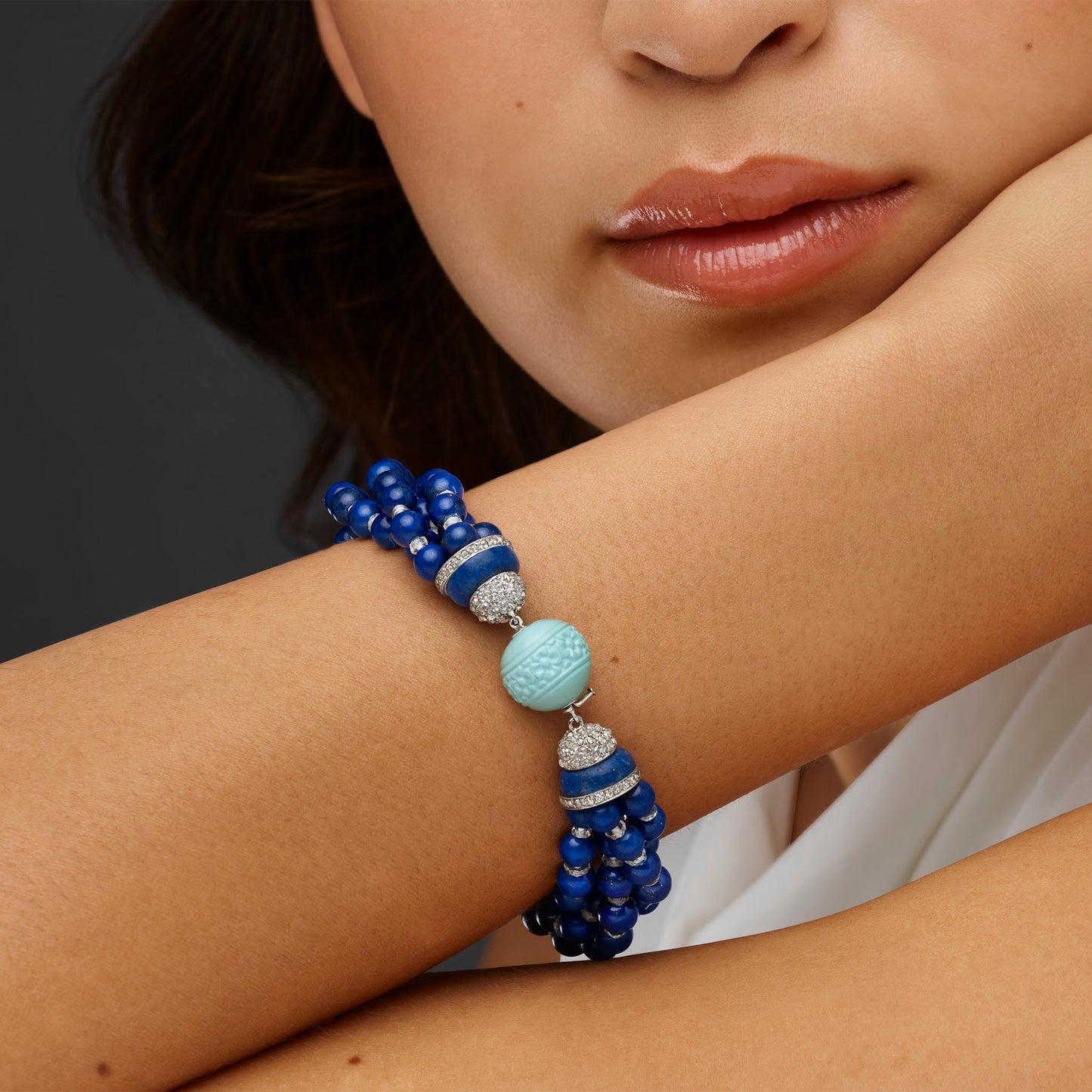 Macklowe Gallery Cartier Art Deco Lapis Bracelet
