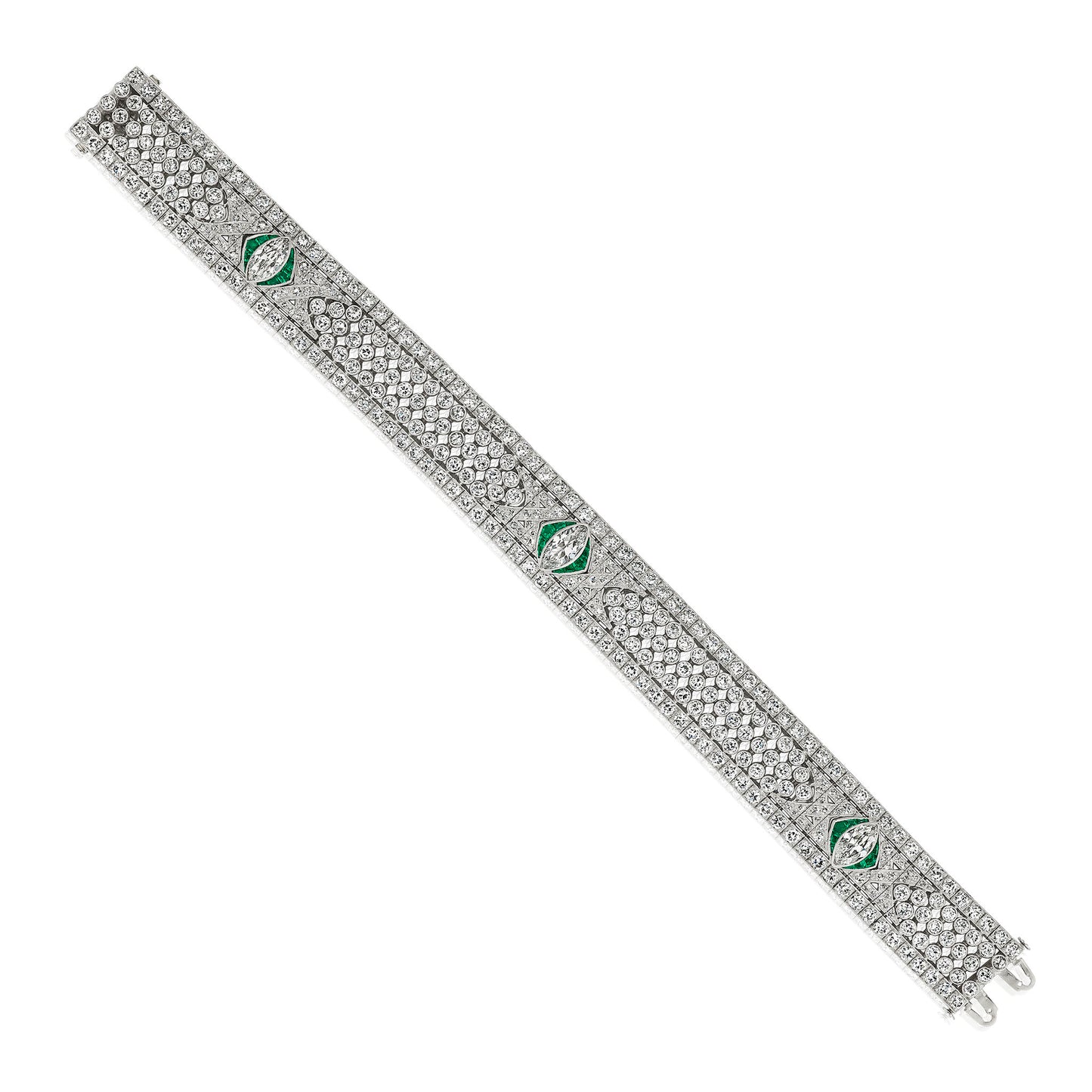 Macklowe Gallery Art Deco Diamond and Emerald Bracelet