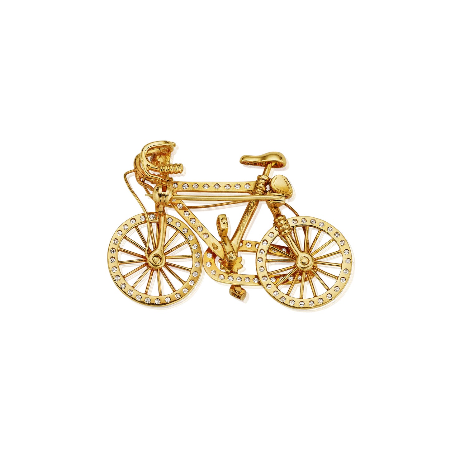 Macklowe Gallery Gold and Diamond Bicycle Brooch