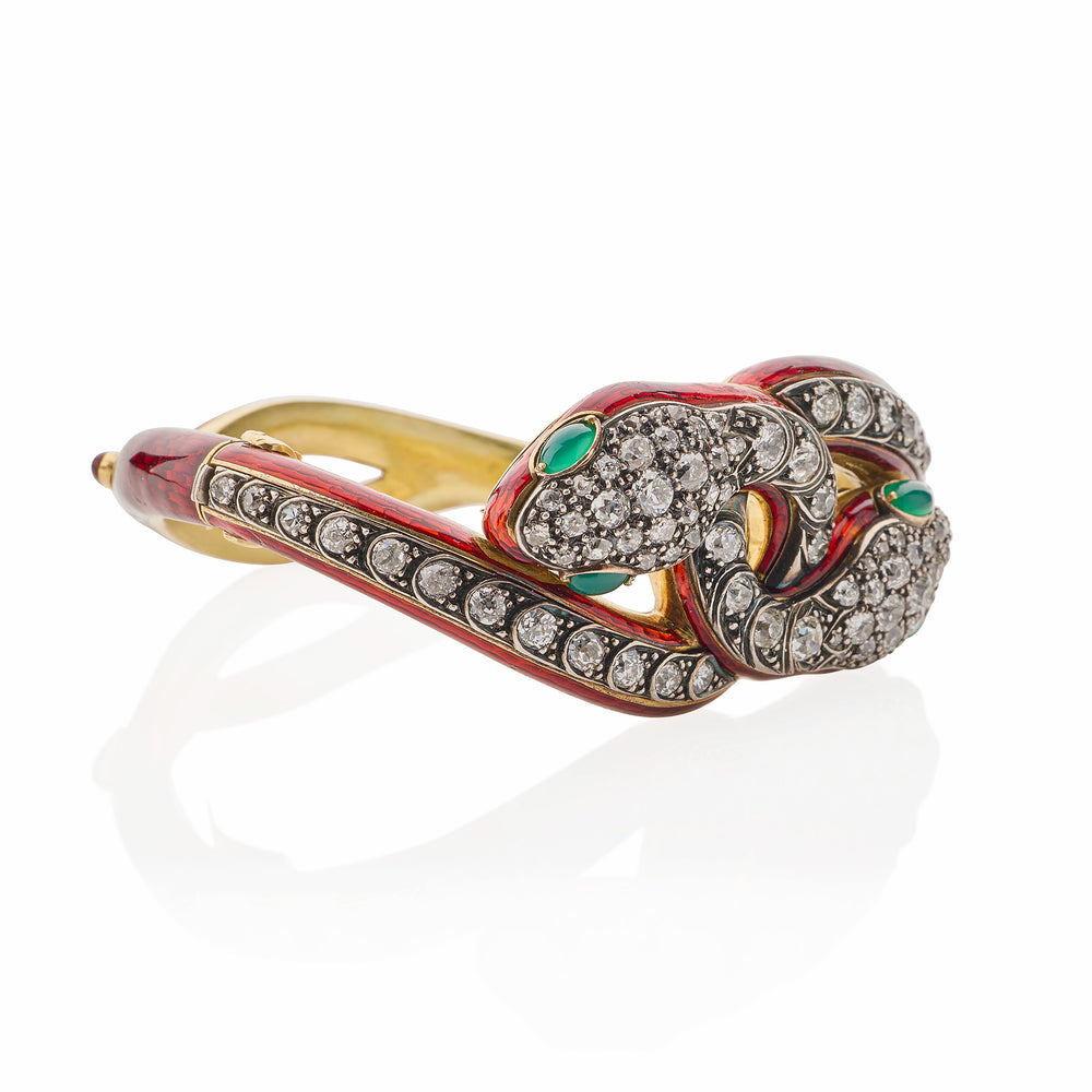 
                      
                        Macklowe Gallery Antique Diamond and Enamel Snake Bracelet
                      
                    