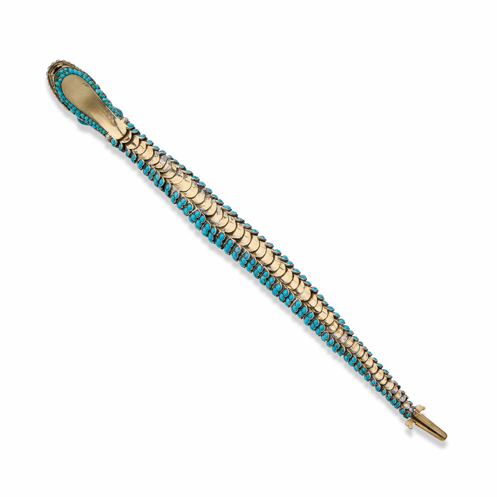 
                      
                        Macklowe Gallery Antique Turquoise, Diamond and Pearl Snake Bracelet
                      
                    