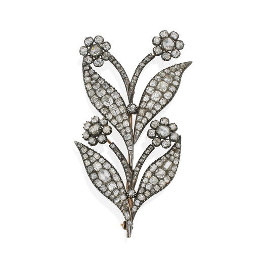 Macklowe Gallery Antique Diamond Flower Brooch