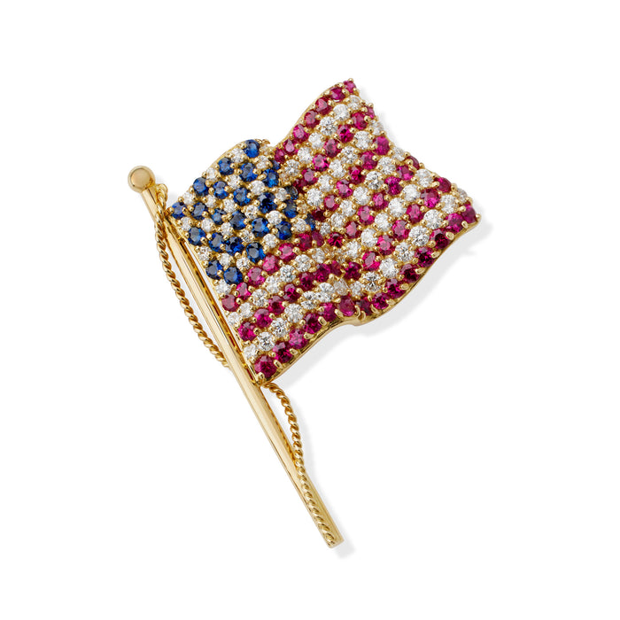 Macklowe Gallery Tiffany & Co. Ruby Diamond and Sapphire American Flag Brooch