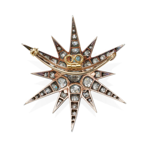 Macklowe Gallery Antique Old Mine-cut Diamond Star Brooch