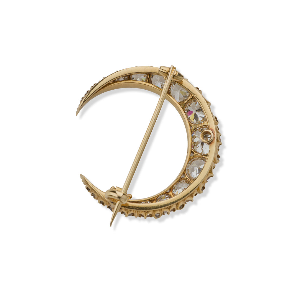 
                      
                        Macklowe Gallery Antique Diamond Crescent Brooch 
                      
                    