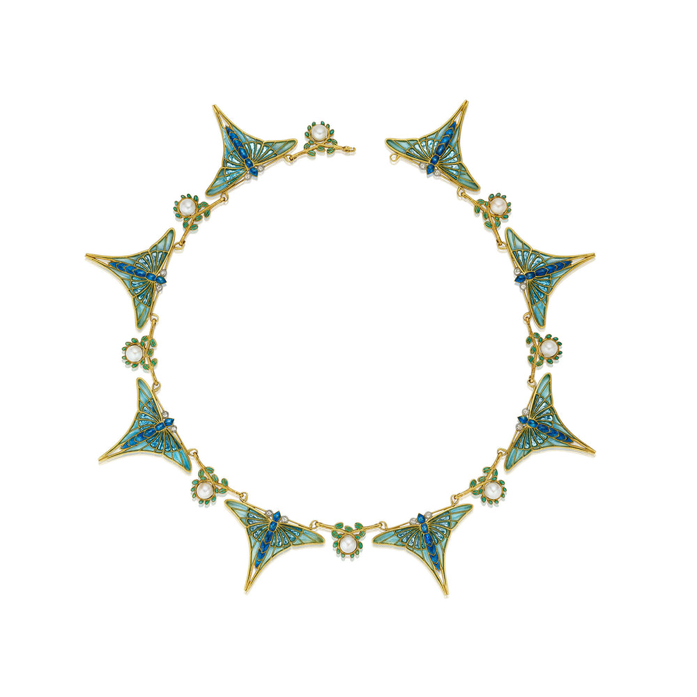 Macklowe Gallery Eugène Feuillâtre Art Nouveau Butterfly Necklace