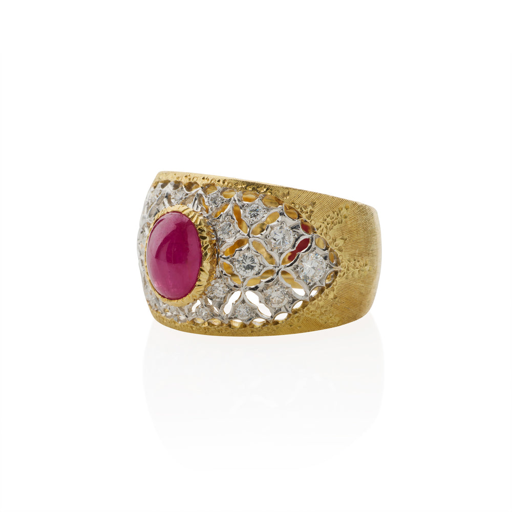 
                      
                        Macklowe Gallery Buccellati Ruby and Diamond Ring
                      
                    