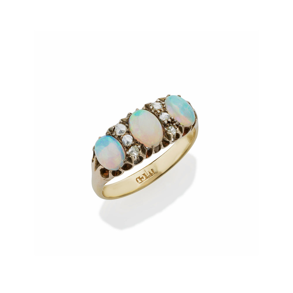 
                      
                        Macklowe Gallery English Opal and Rose-cut Diamond Three Stone Ring
                      
                    