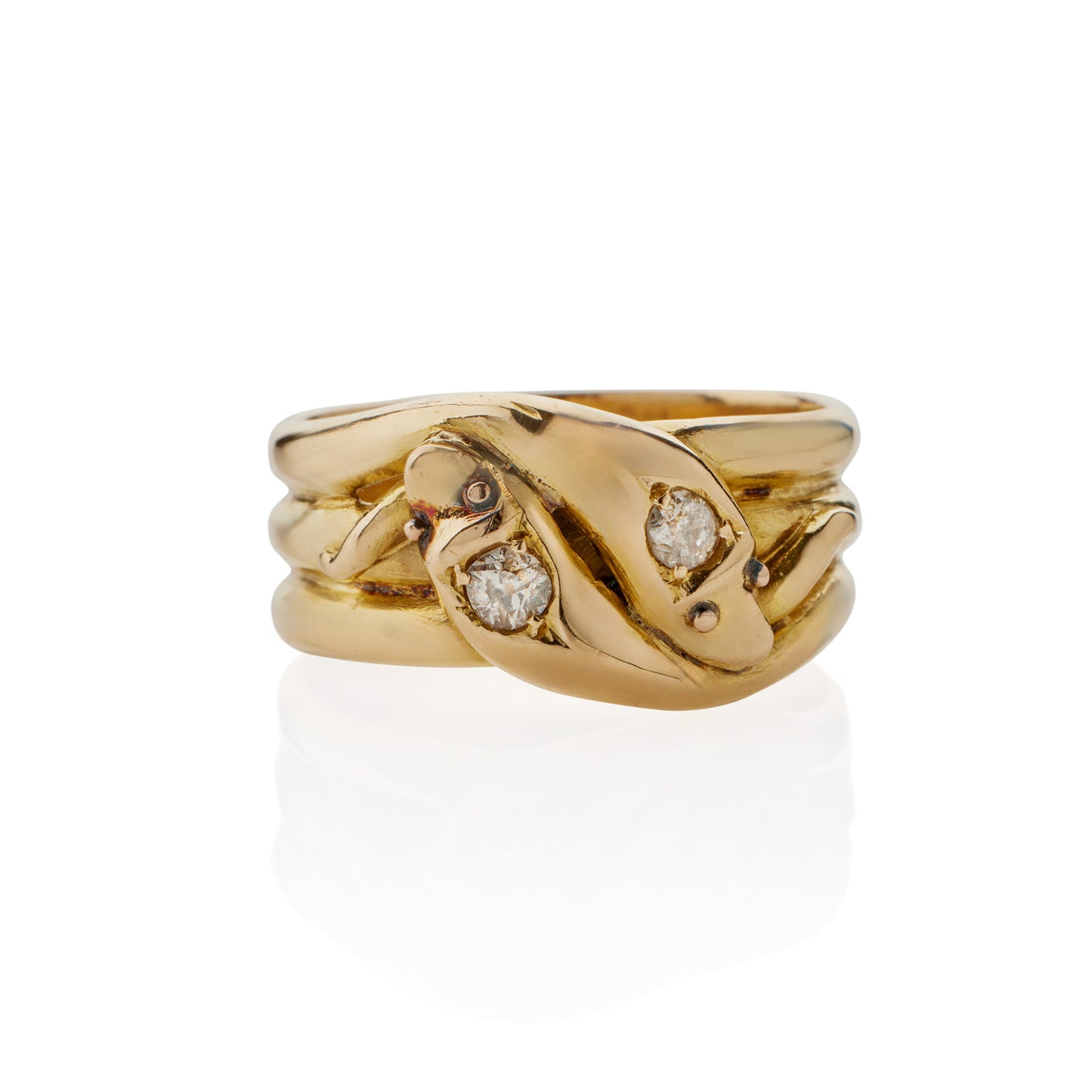 Macklowe Gallery Antique English 18K Gold and Diamond Double Snake Ring