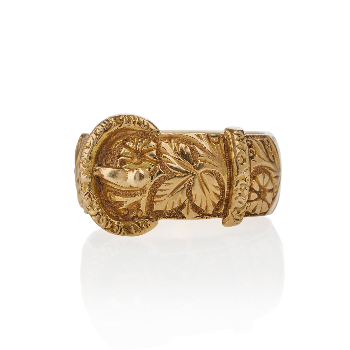 Macklowe Gallery Antique English 18K Gold Buckle Ring