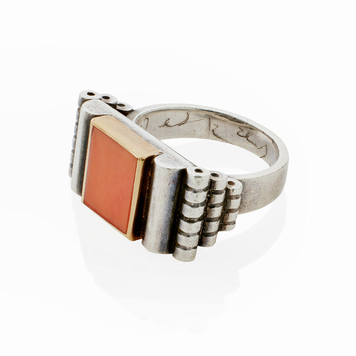 Macklowe Gallery Jean Després Silver and Coral Ring