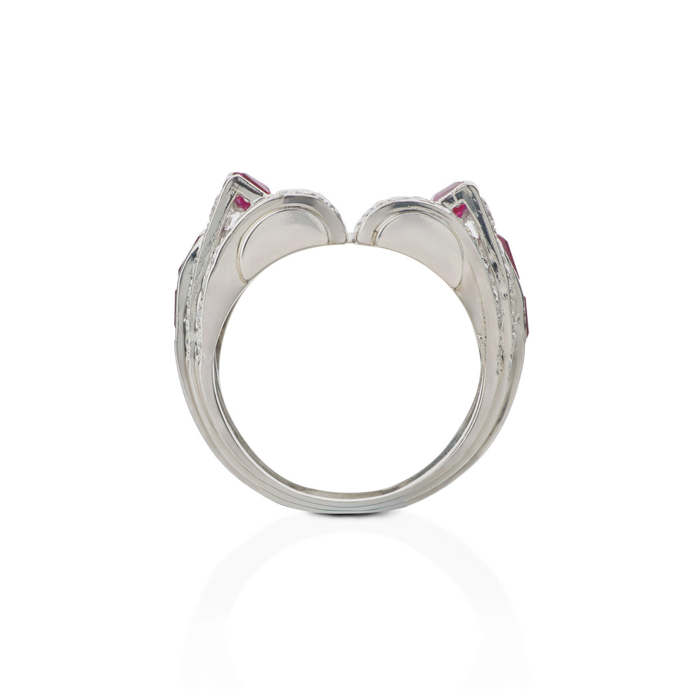 
                      
                        Macklowe Gallery Art Moderne Platinum, Ruby and Diamond Ring
                      
                    