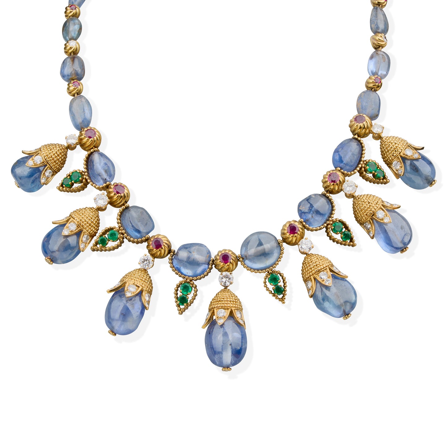 Macklowe Gallery 1960s Van Cleef & Arpels Multi-Gem Necklace and Earrings