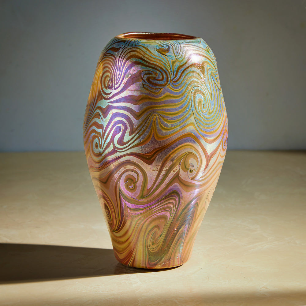 
                      
                        Macklowe Gallery Tiffany Studios New York "Damascene" Favrile Glass Vase
                      
                    