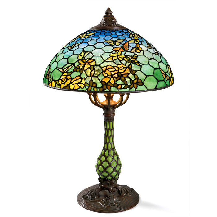 Tiffany Studios New York "Butterfly & Yellow Rose" Table Lamp