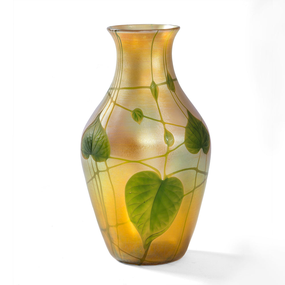 Macklowe Gallery Tiffany Studios New York "Leaf & Vine" Wheel-Carved Favrile Glass Vase