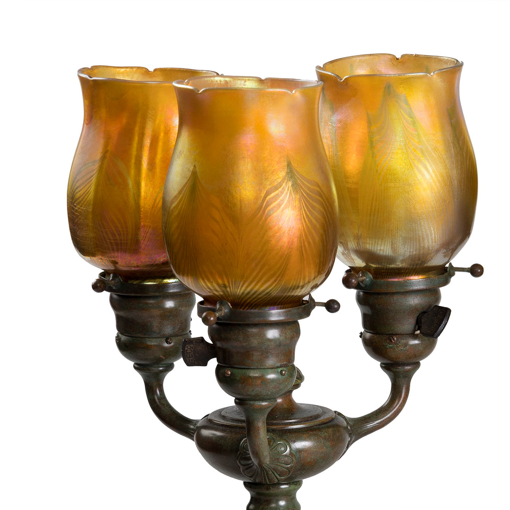 
                      
                        Macklowe Gallery Tiffany Studios New York Pair of Three Light Table lamps
                      
                    