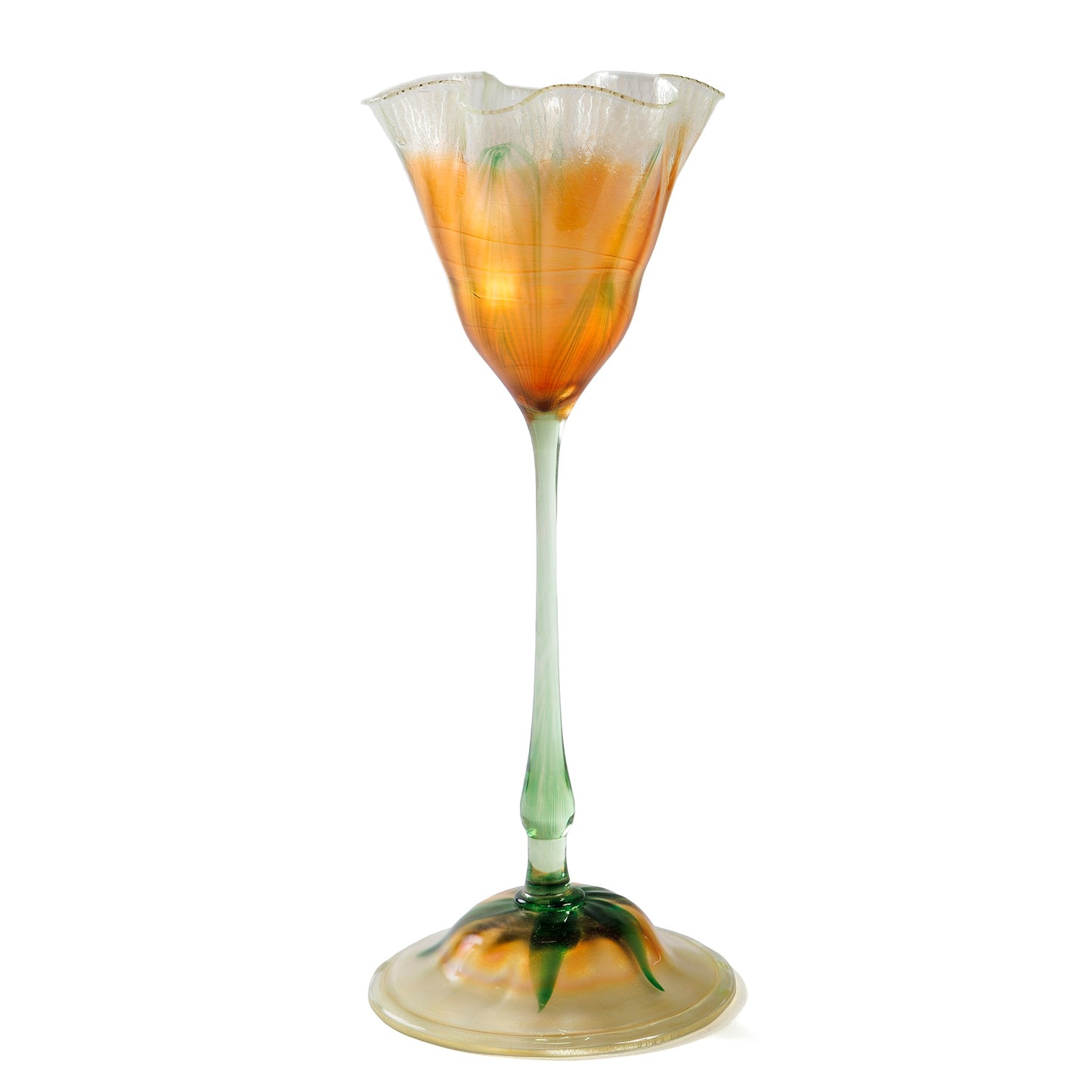Macklowe Gallery Tiffany Studios New York Ruffled Rim Flower Form Glass Vase