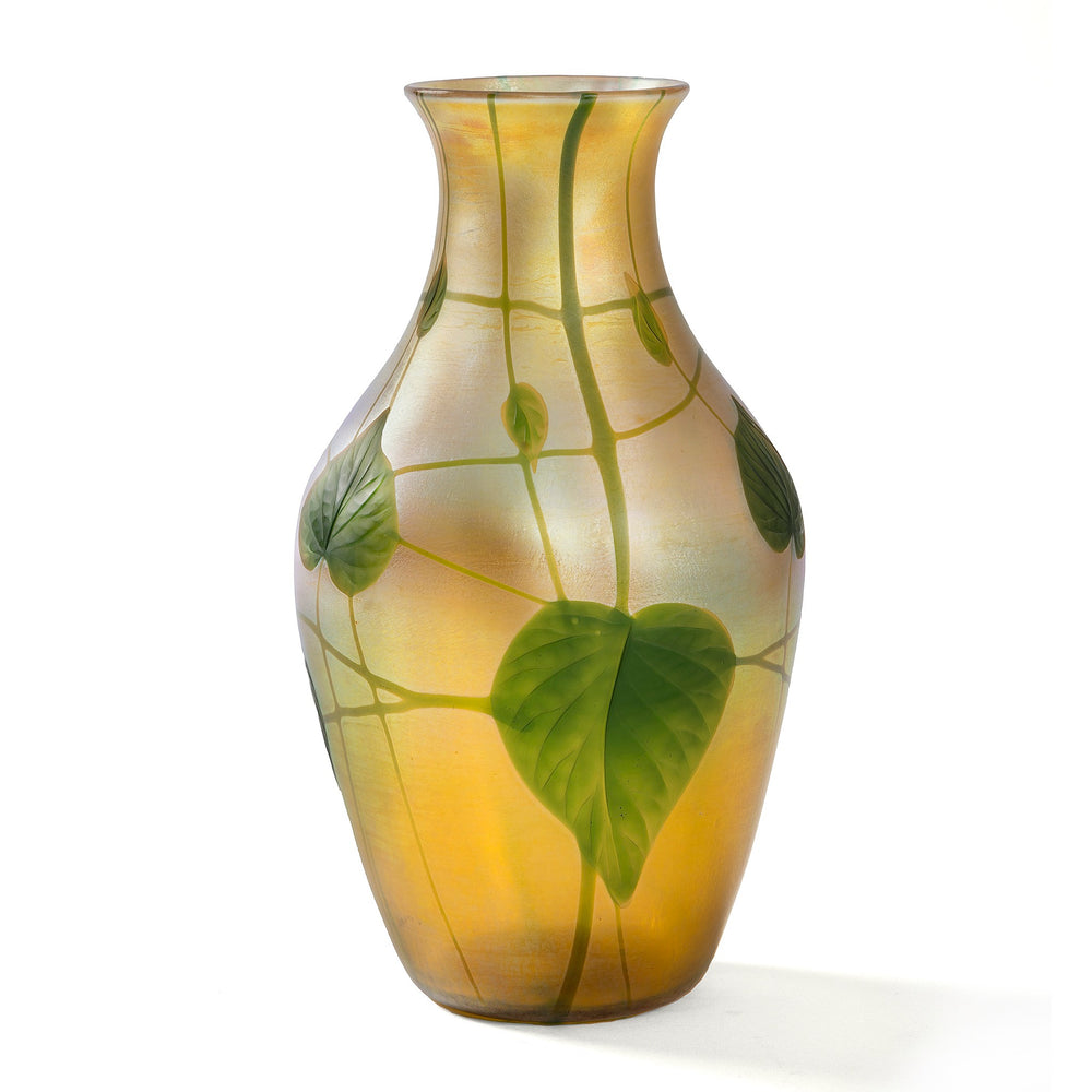 Macklowe Gallery Tiffany Studios New York "Leaf & Vine" Wheel-Carved Favrile Glass Vase