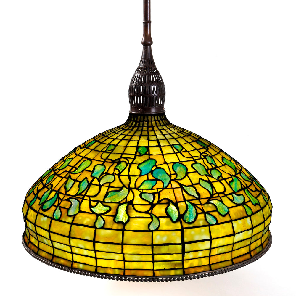 
                      
                        Macklowe Gallery A Tiffany Studios New York "Swirling Leaf Geometric" Chandelier. 
                      
                    