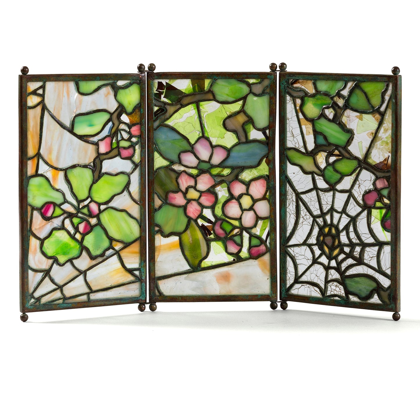 Macklowe Gallery Tiffany Studios New York "Cobweb and Apple Blossom" Tea Screen