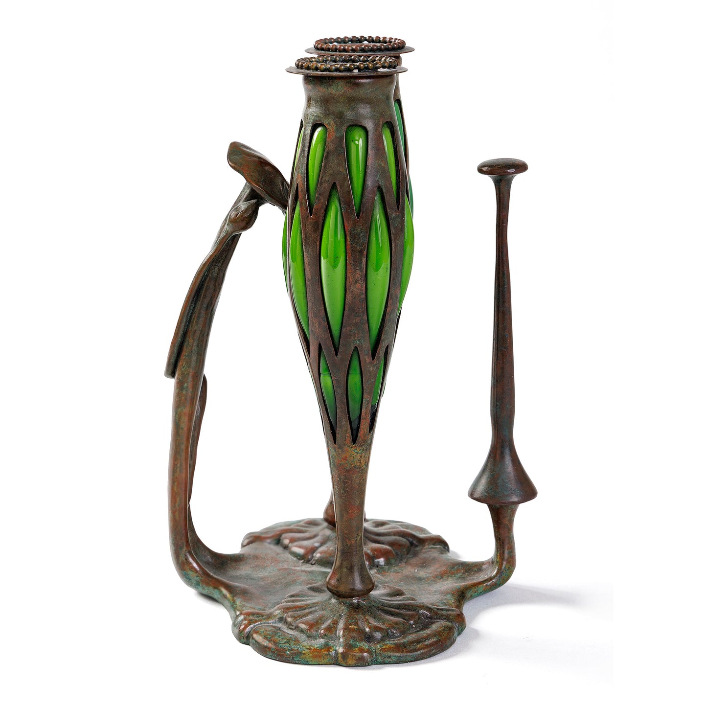 Macklowe Gallery Tiffany Studios New York Double Blown-out Glass Candlestick