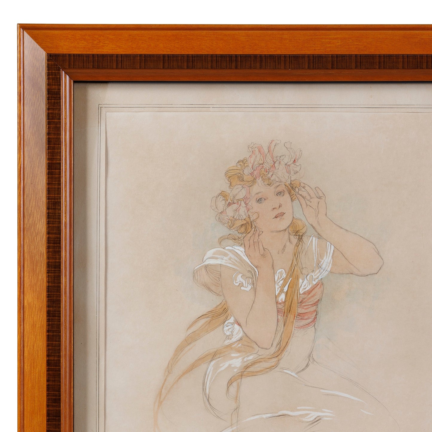 Macklowe Gallery Alphonse Mucha "La Femme aux Iris" Watercolor and Gouache Study