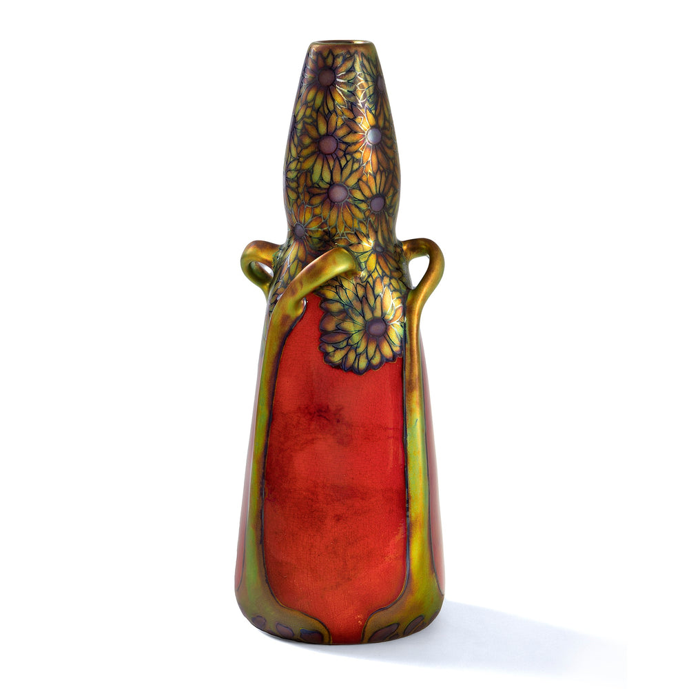 Macklowe Gallery Zsolnay "Coneflower and Tree" Glazed Ceramic Vase