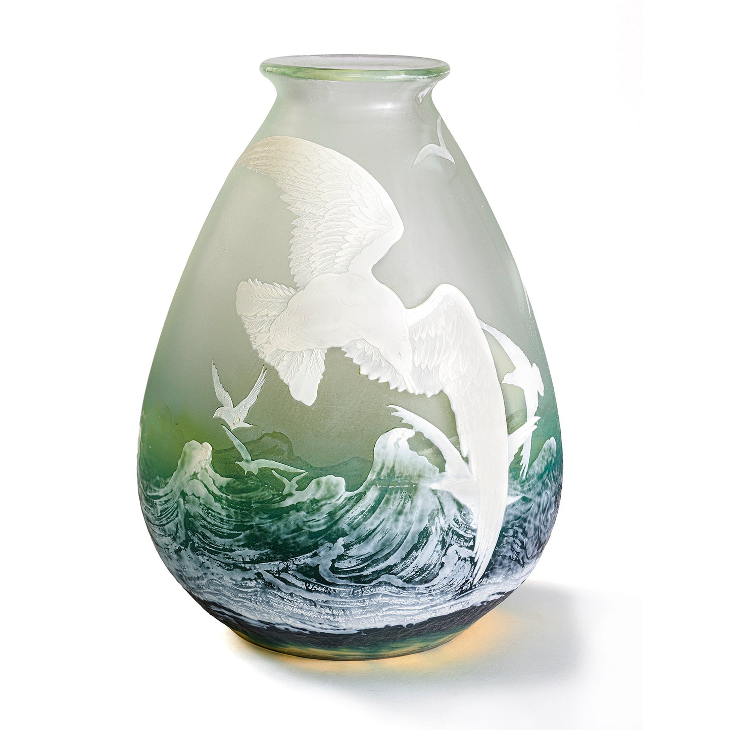 Macklowe Gallery Gallé "Seagulls" Cameo Glass Vase