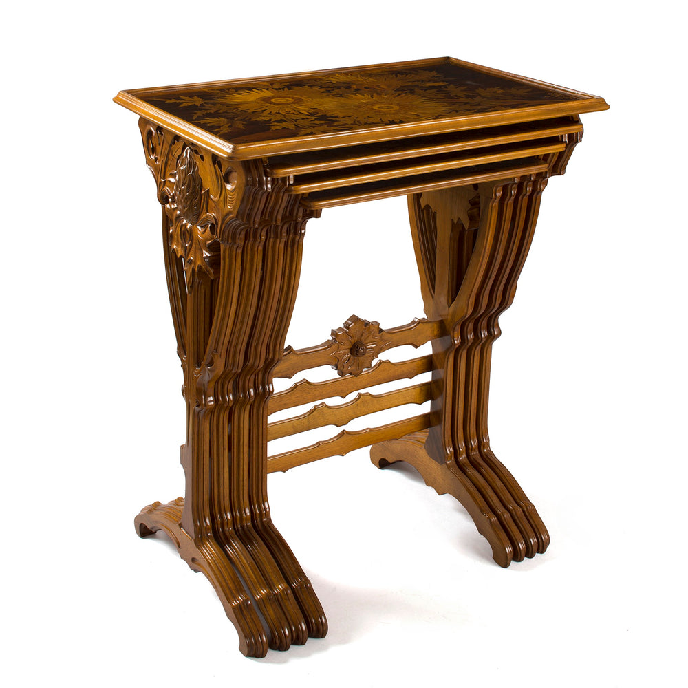 
                      
                        Macklowe Gallery Émile Gallé Set of Four "Sunflower and Thistle" Nesting Tables
                      
                    