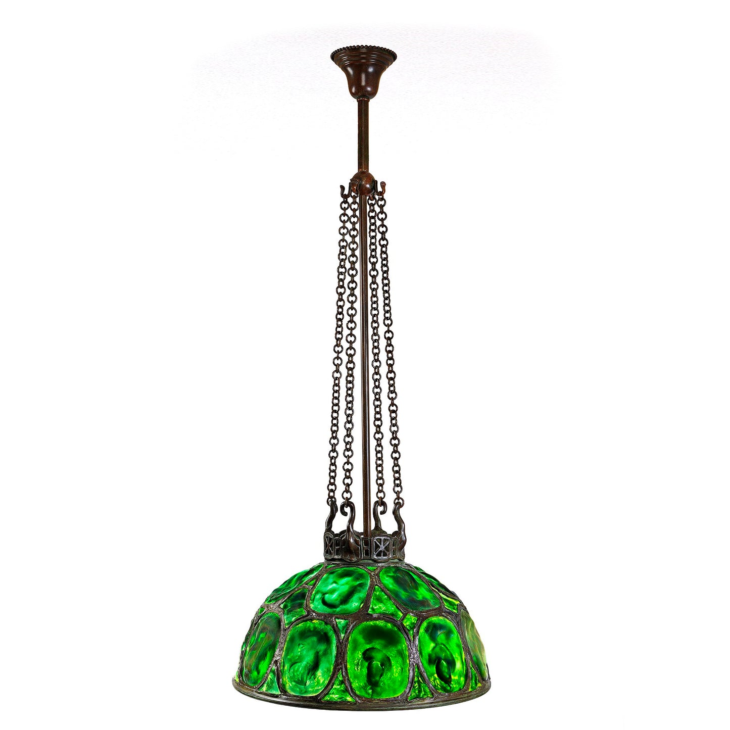 Macklowe Gallery Tiffany Studios New York "Turtleback Tile" Chandelier