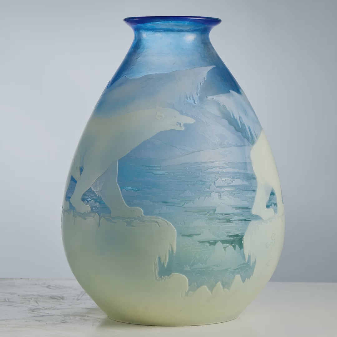 Émile Gallé “Ours Polaires” Cameo Glass Vase