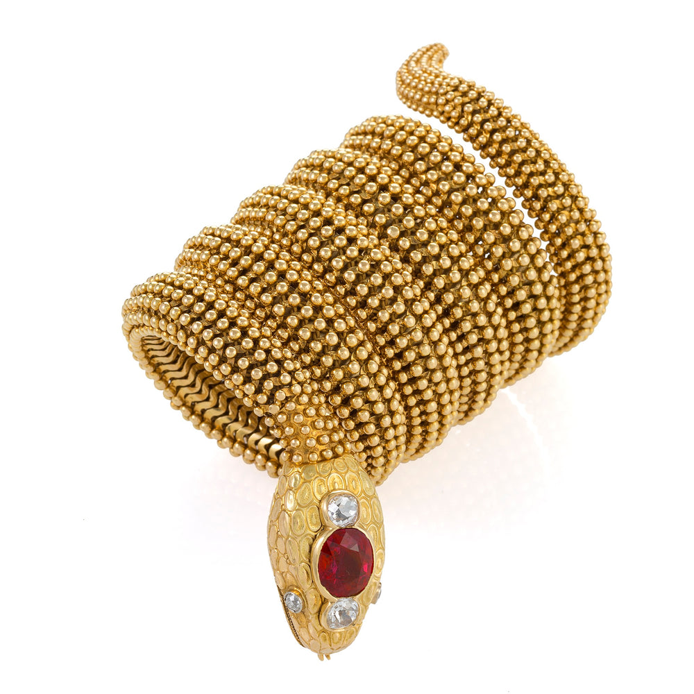 
                      
                        Macklowe Gallery Bulgari Ceylon Ruby "Serpenti" Bracelet Watch
                      
                    