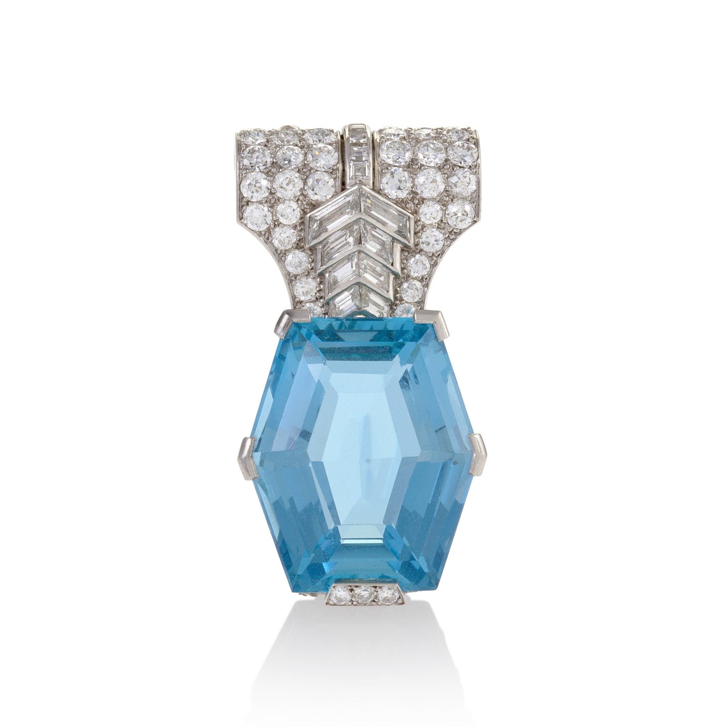 Macklowe Gallery Cartier Aquamarine and Diamond Brooch