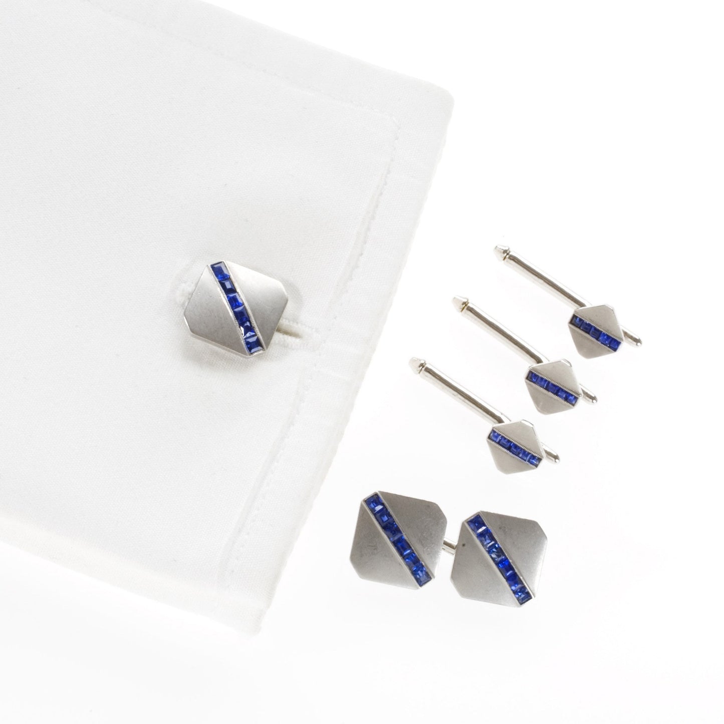 Macklowe Gallery Tiffany & Co. Sapphire Cuff Link and Shirt Stud Set