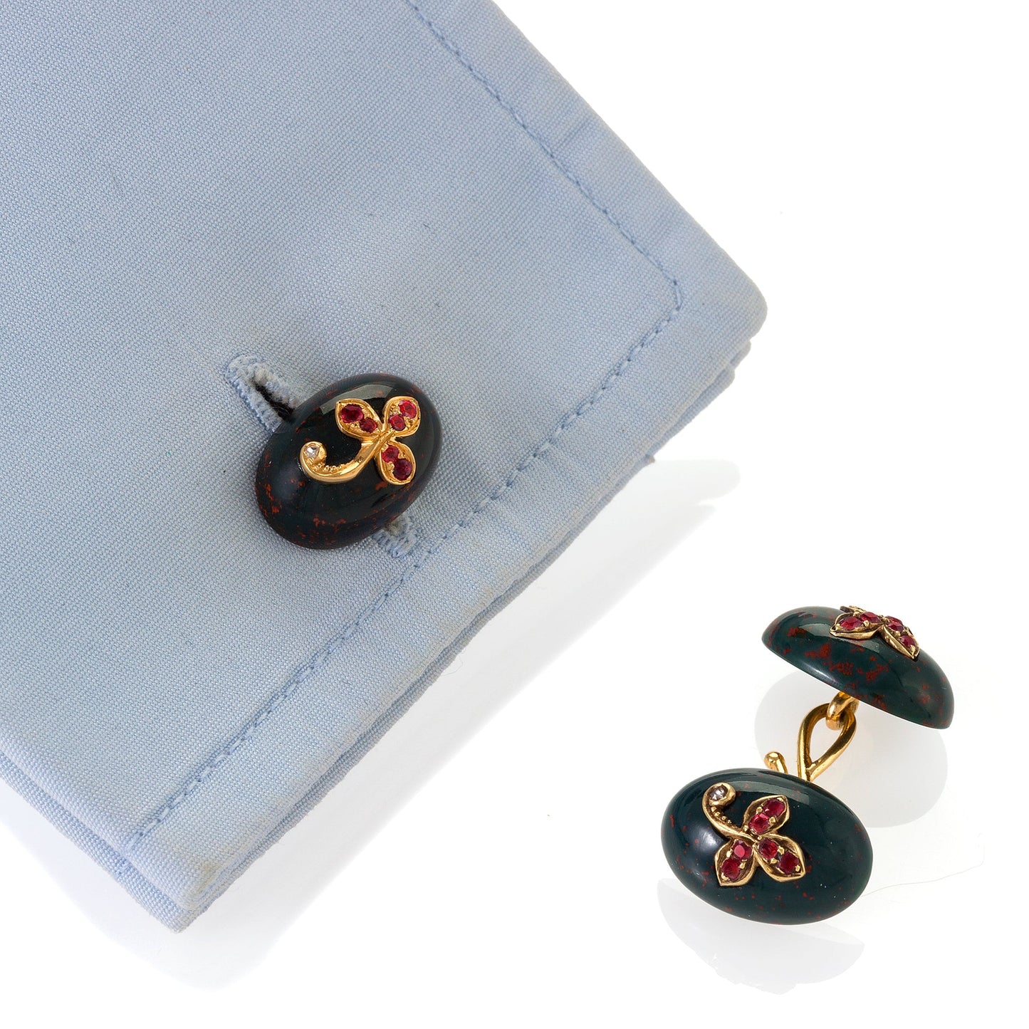 macklowe Gallery Bloodstone and Ruby Cuff Links