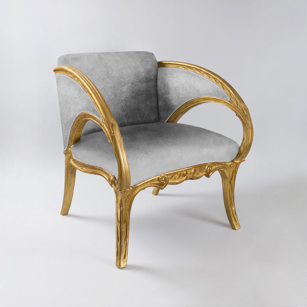 
                      
                        Joan Busquets Pair of Blue Floral Giltwood Armchairs
                      
                    