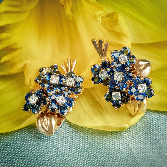 Van Cleef & Arpels Sapphire and Diamond Bouquet Earrings