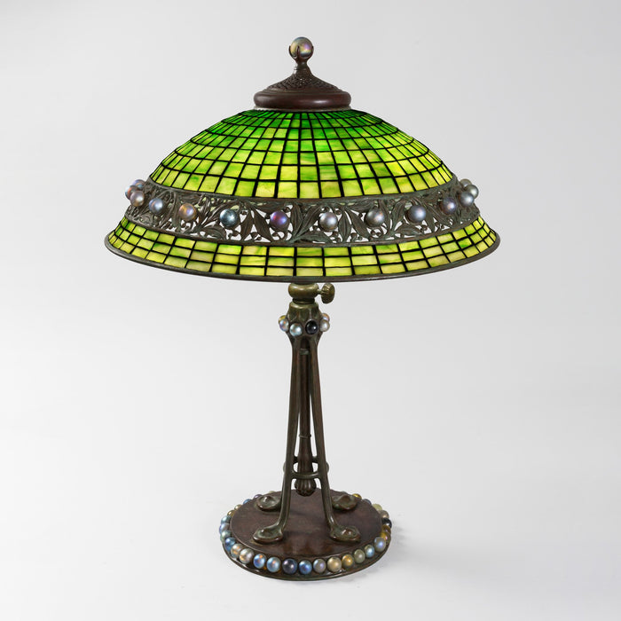 Macklowe Gallery Tiffany Studios New York "Jeweled Geometric" Table Lamp