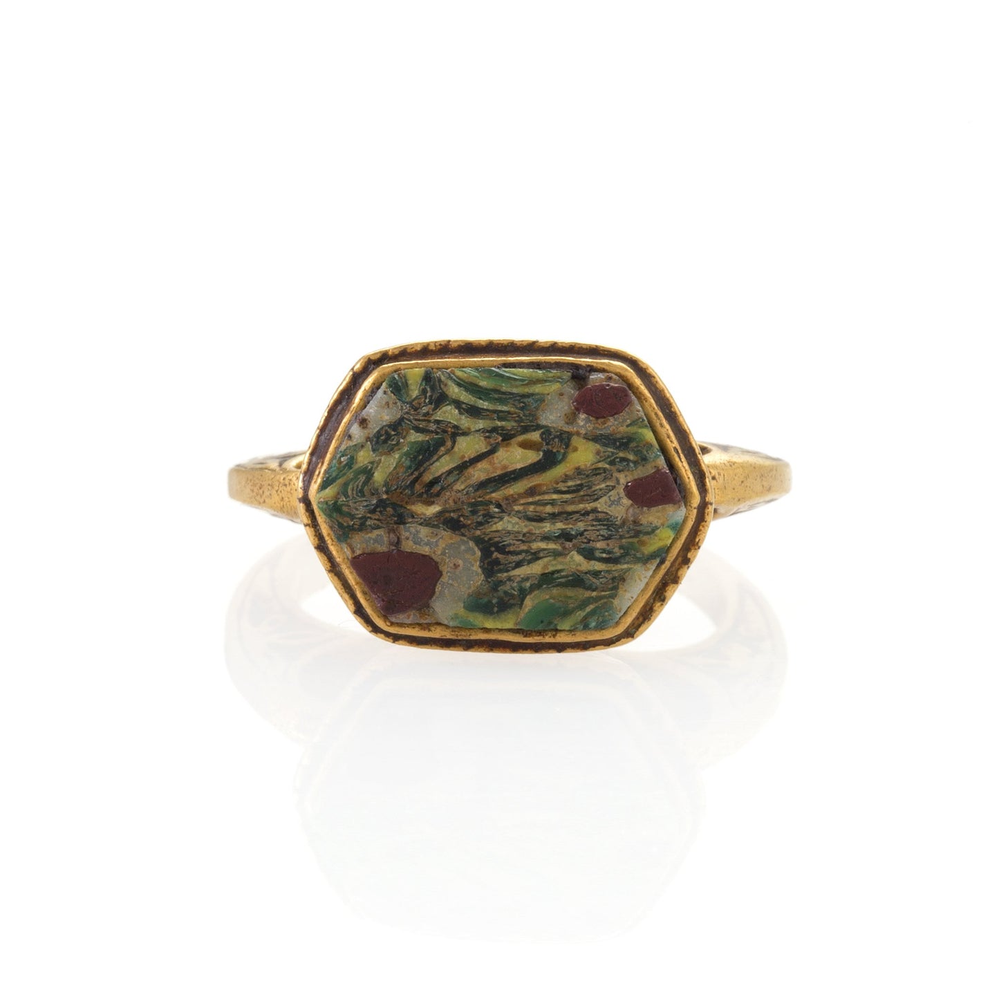 Macklowe Gallery Renaissance Ring with Ancient Roman Mosaic Glass