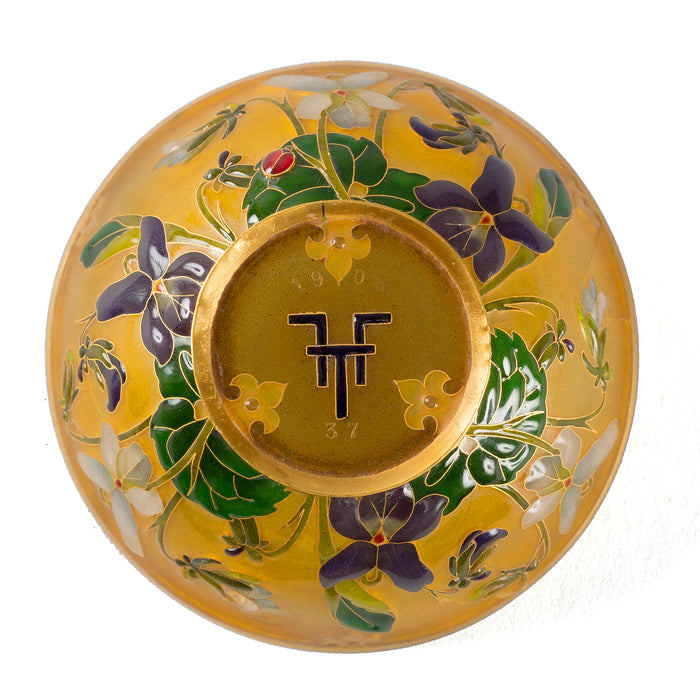 André Fernand Thesmar Plique-à-Jour Enamel and Gold "Petite Coupe Sur Talon" Bowl