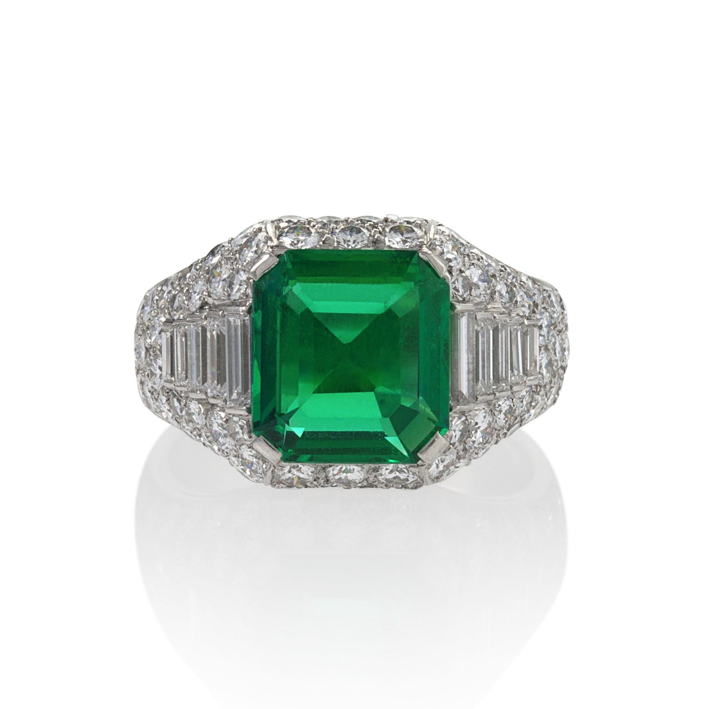 Macklowe Gallery Bulgari Emerald and Diamond "Trombino" Ring